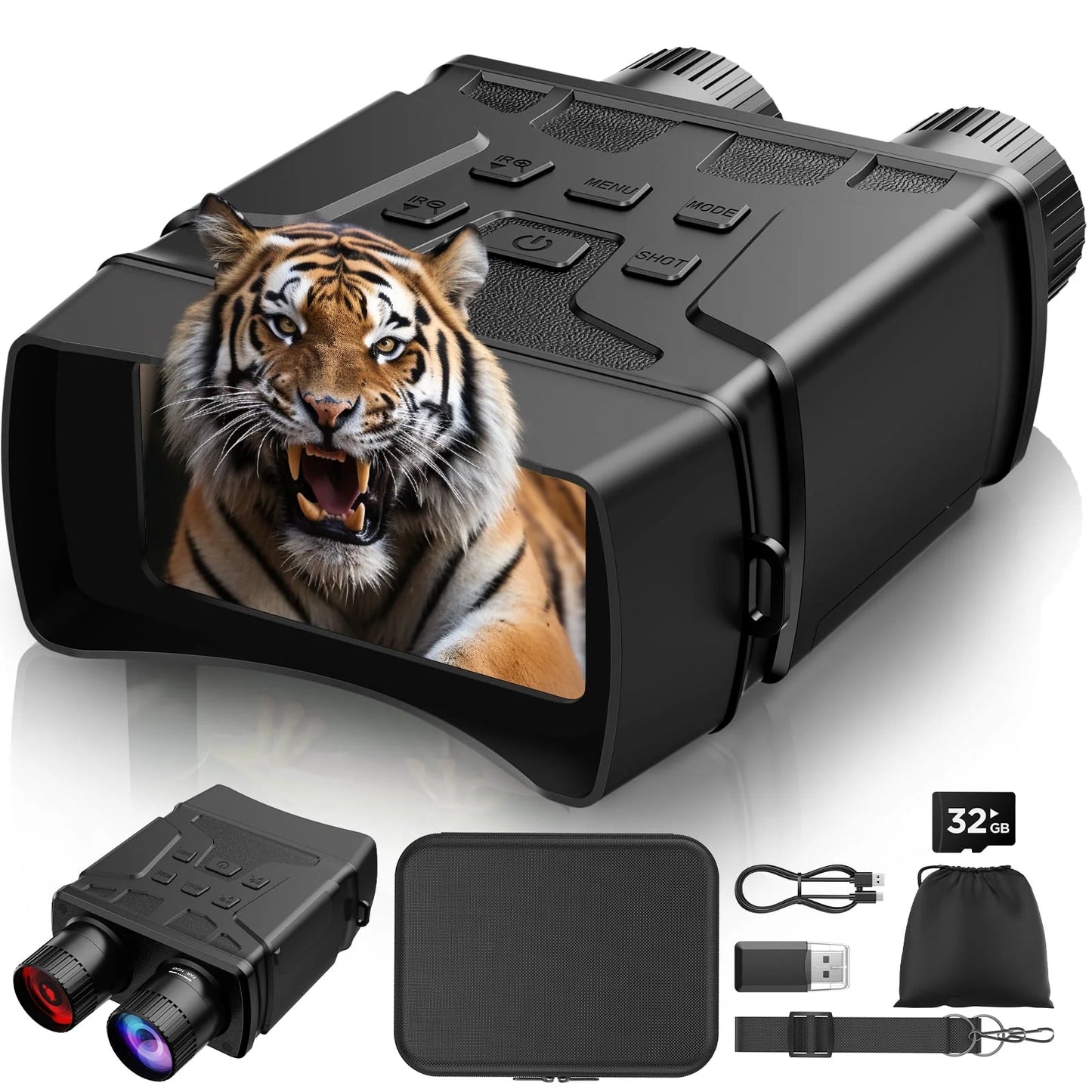 Night Vision Goggles, 7 Level Infrared Digital Night Vision Binoculars 32GB HD Photo and Video Capture, Type-C Rechargeable