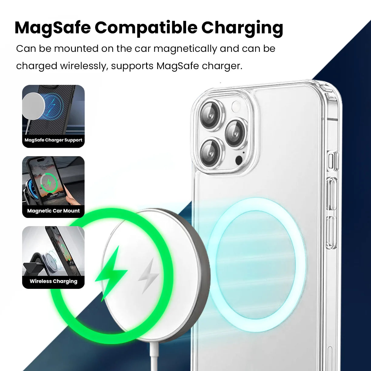 Magnetic Clear Case Compatible with Iphone 14 Pro Max, [Yellow Resistant] Slim Hard Back Cover